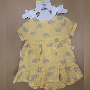 Koala Baby White and Yellow Bee Dress Set and Yellow and Silver Rainbow Set